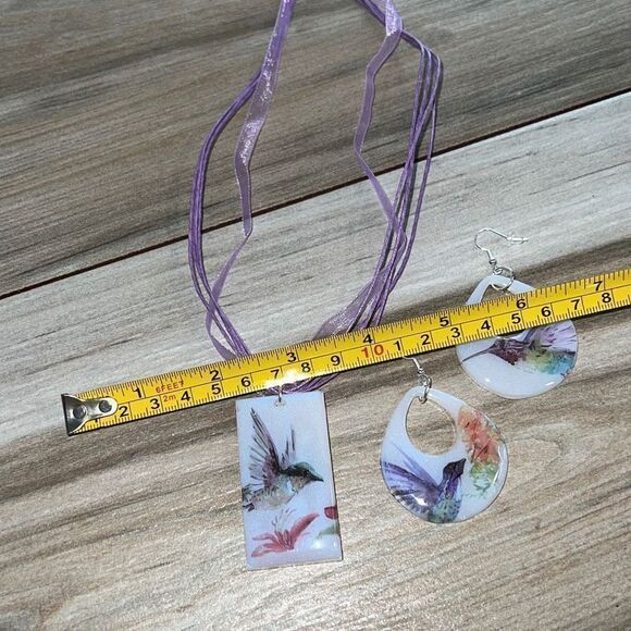 Hummingbird earring and necklace set custom made NWOT - Picture 6 of 8